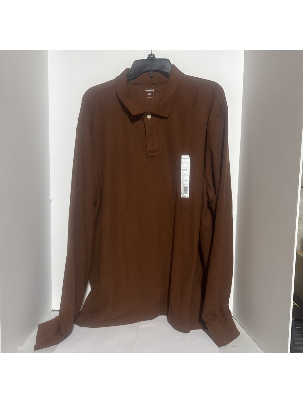 Sonoma The Essential Pique Polo Men's XXL Long Sleeve Color-Rust CL10